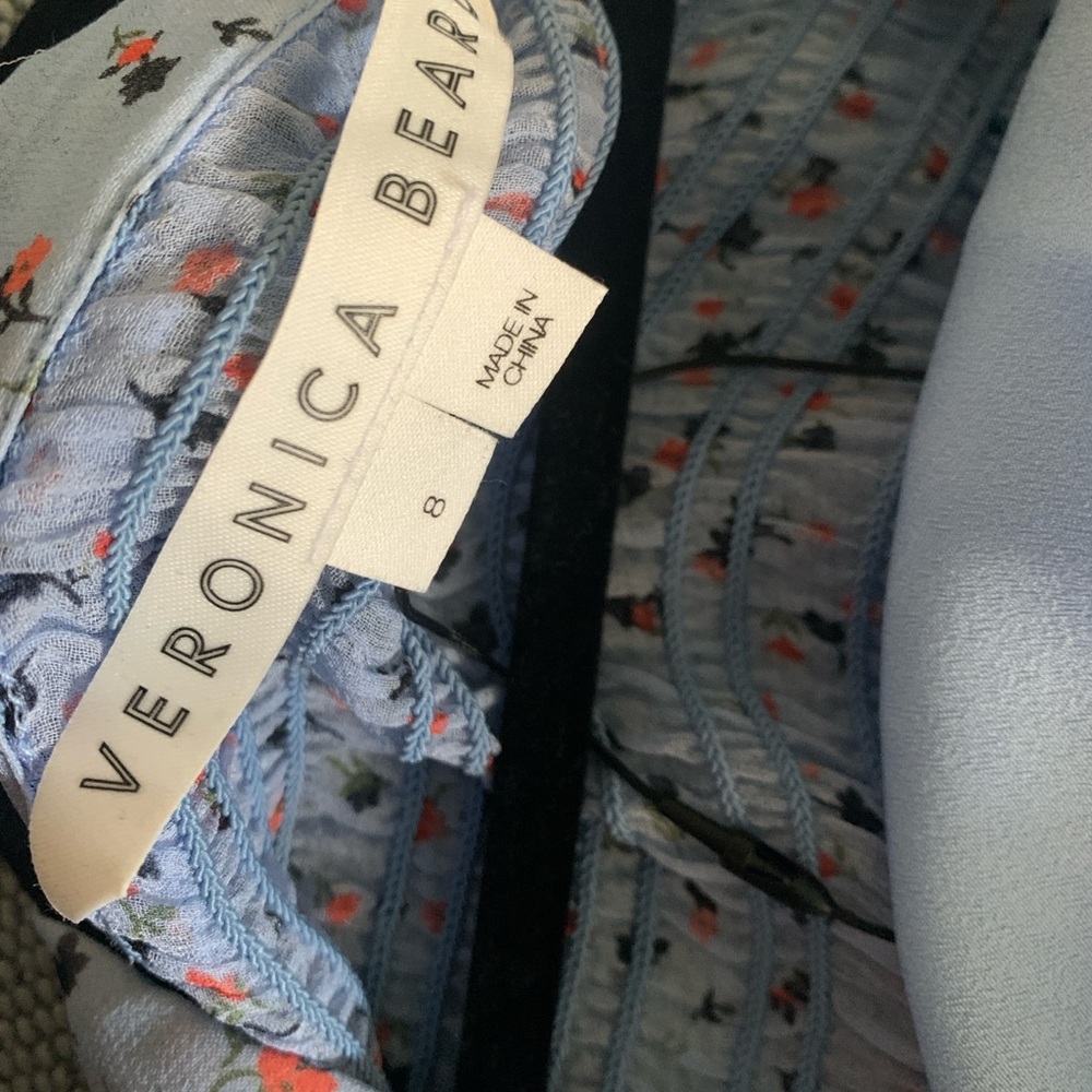 Veronica Beard Blue Floral Silk Shirt